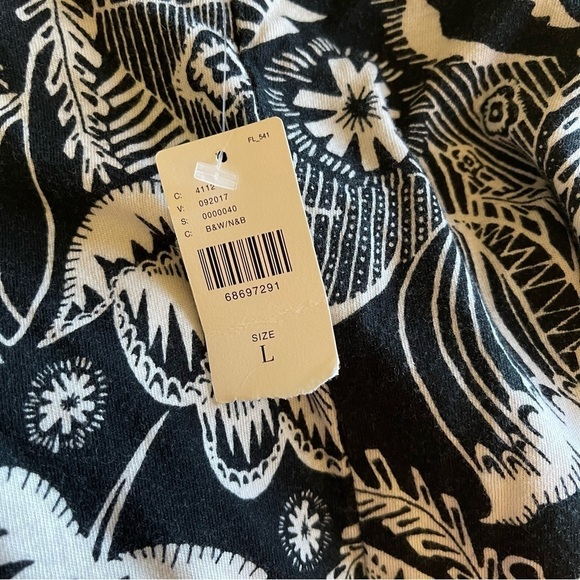 NWT Anthropologie Black White Floral Asymmetrical Cutout Cotton Top - Picture 8 of 10